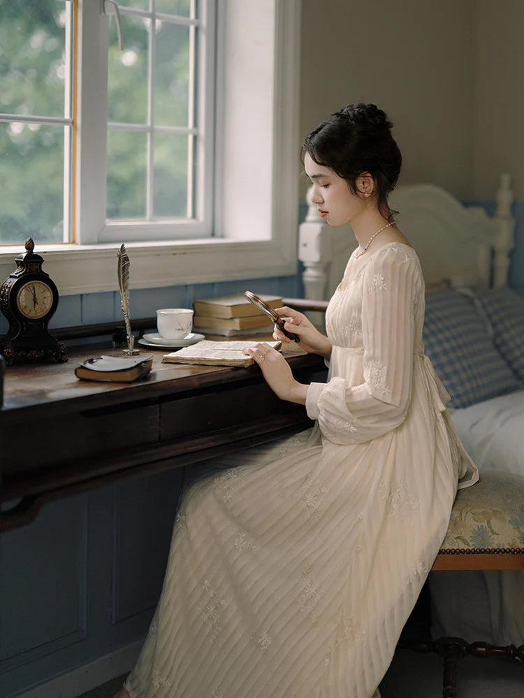 Square Neck Embroidered Fairy Dress