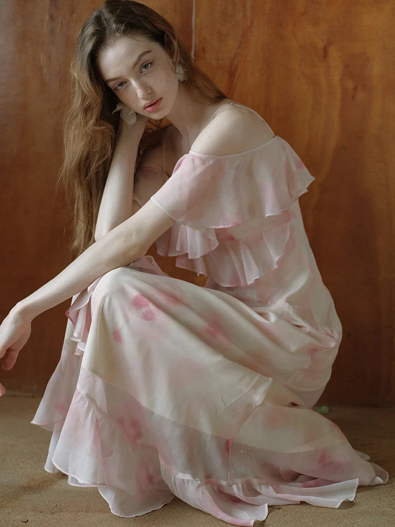 Watercolor Ruffle Fairy Slip Dress