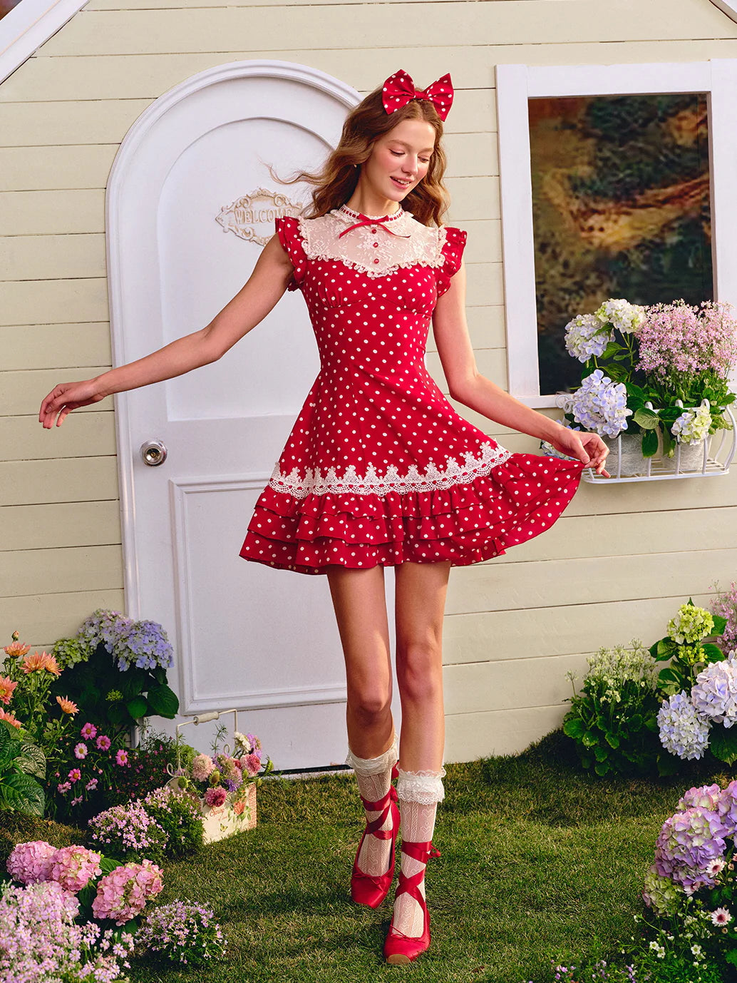 Sweetheart Cottage Polka Dot Dress