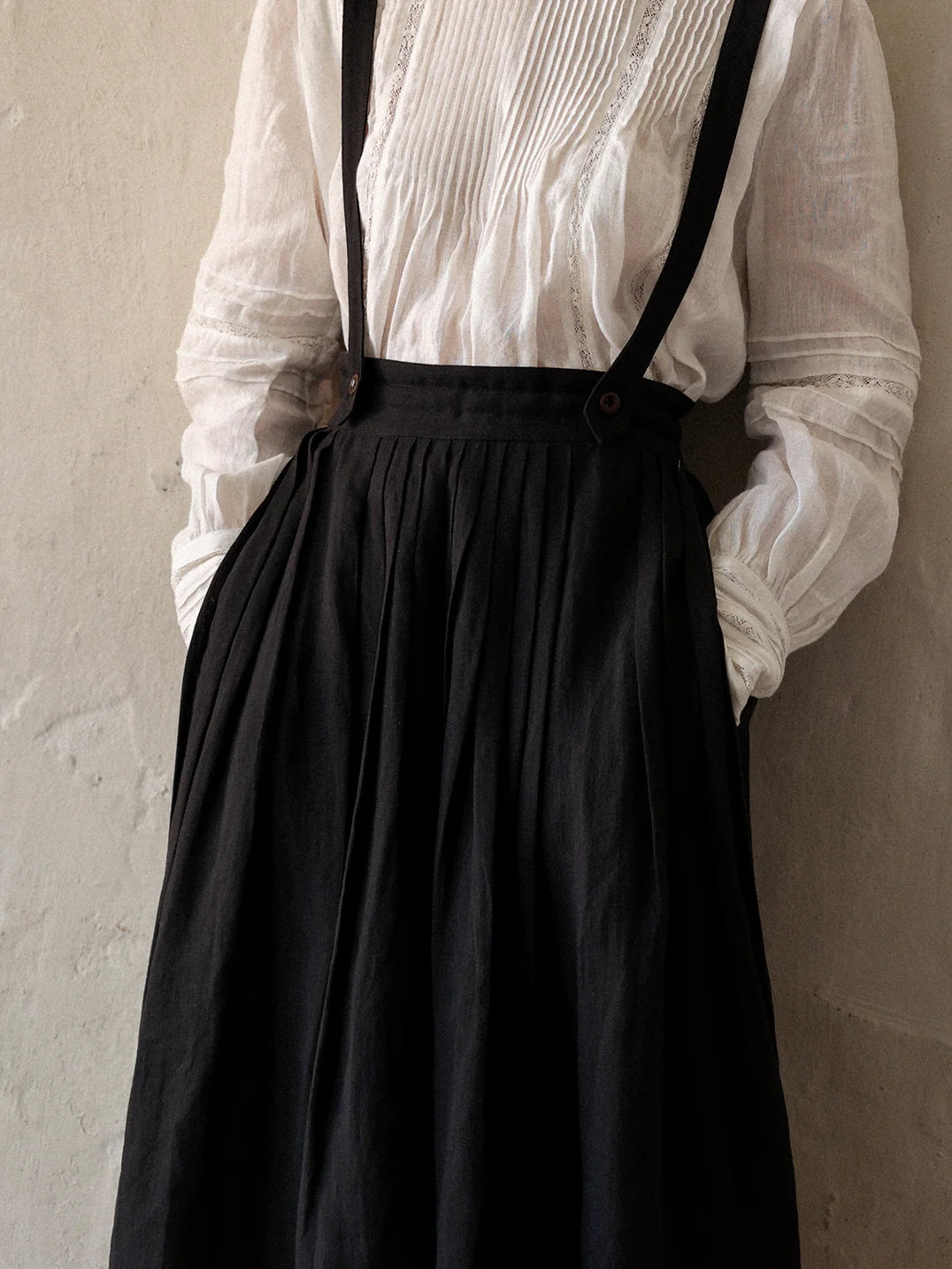 Vintage Linen Suspender Skirt