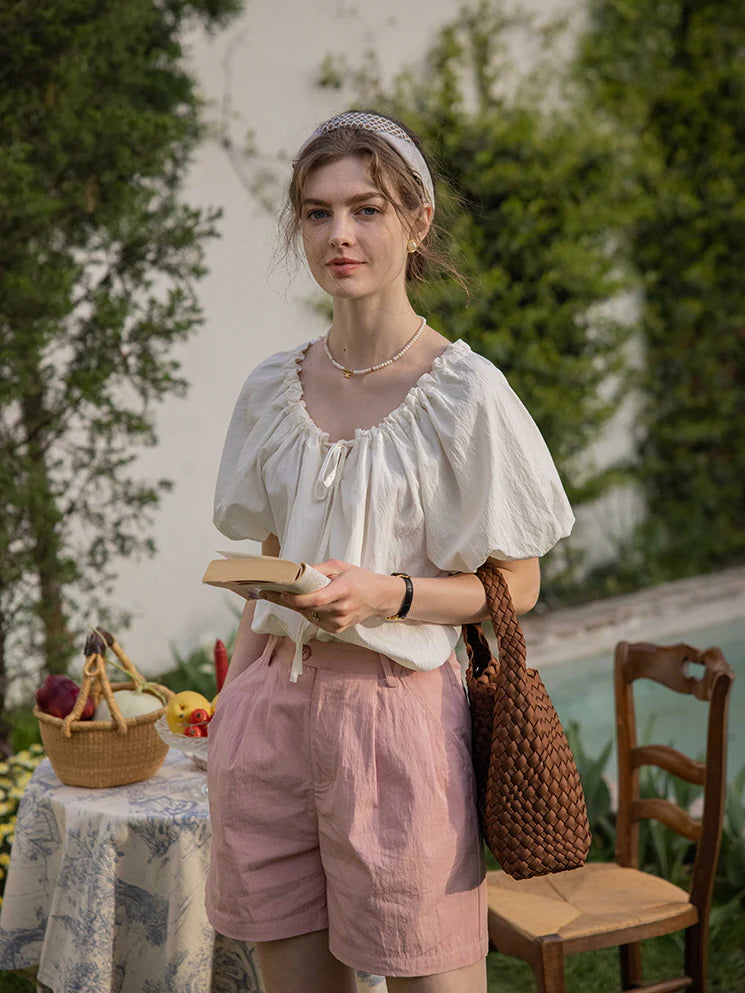 Olivia's White Puff-Sleeve Summer Blouse