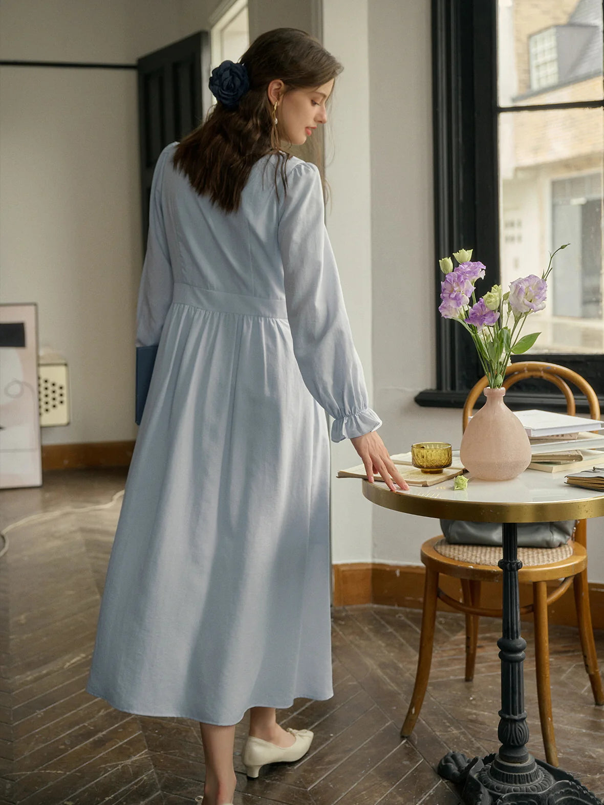 Ethereal Light Blue Embroidered Dress