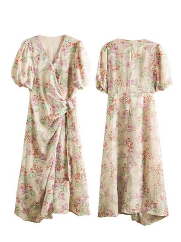 Ethereal Floral Wrap Dress