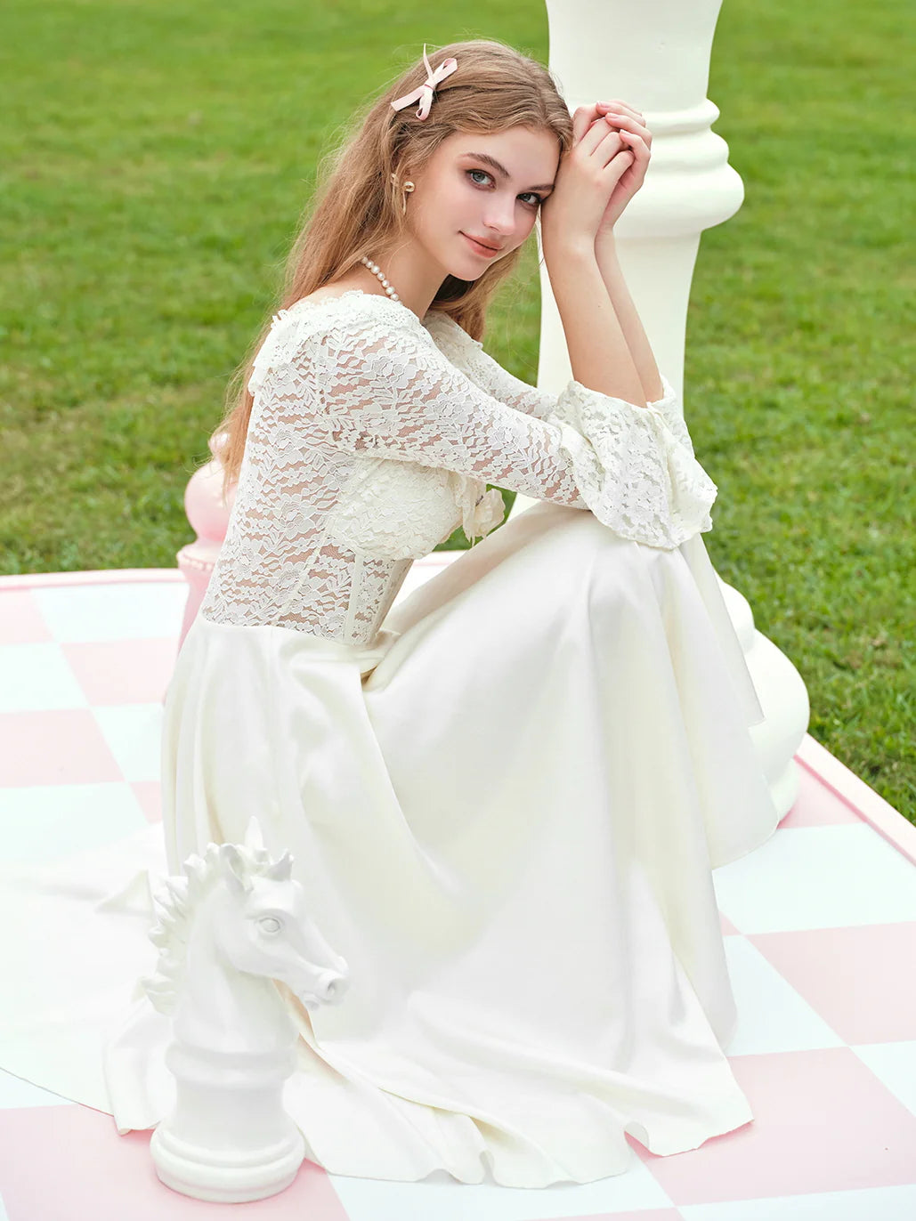 Vintage Lace Flared Sleeves Dress