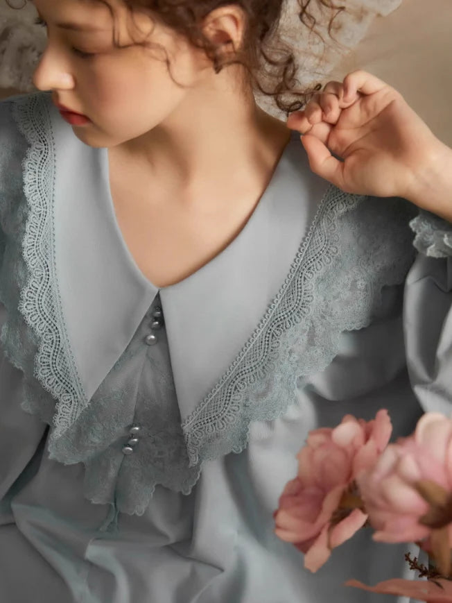 Elegant Lace-Trimmed Cotton Pajama Set