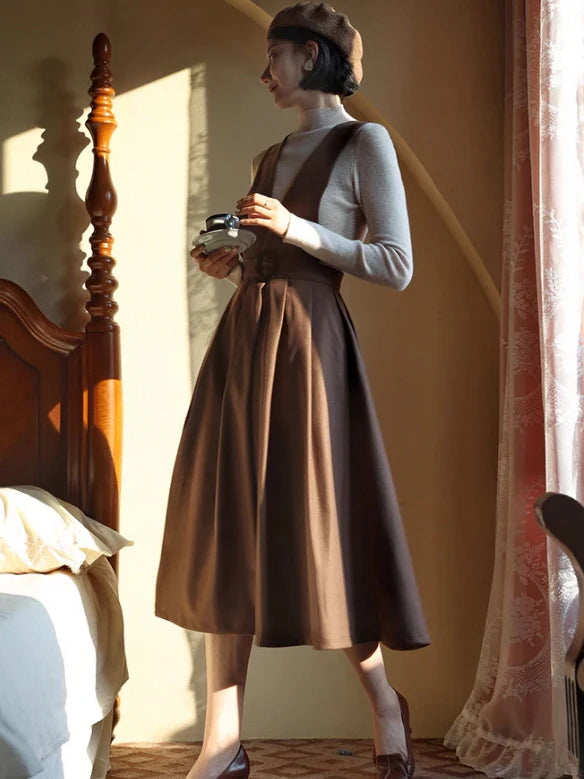 Vintage Elegance Cross-Strap A-Line Dress