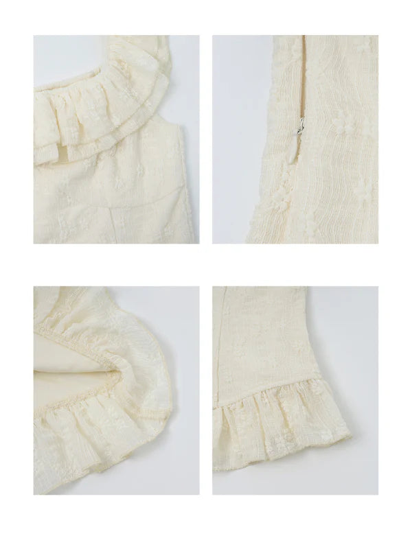 Ivory Ruffle Top & Satin Flare Skirt