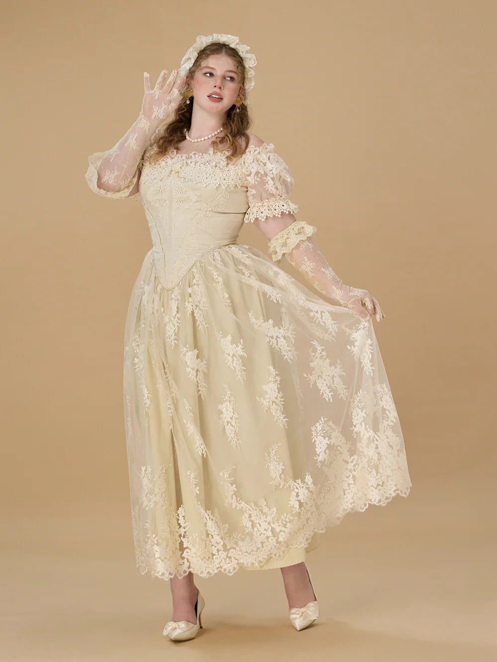 Royal Ivory Lace Ball Gown
