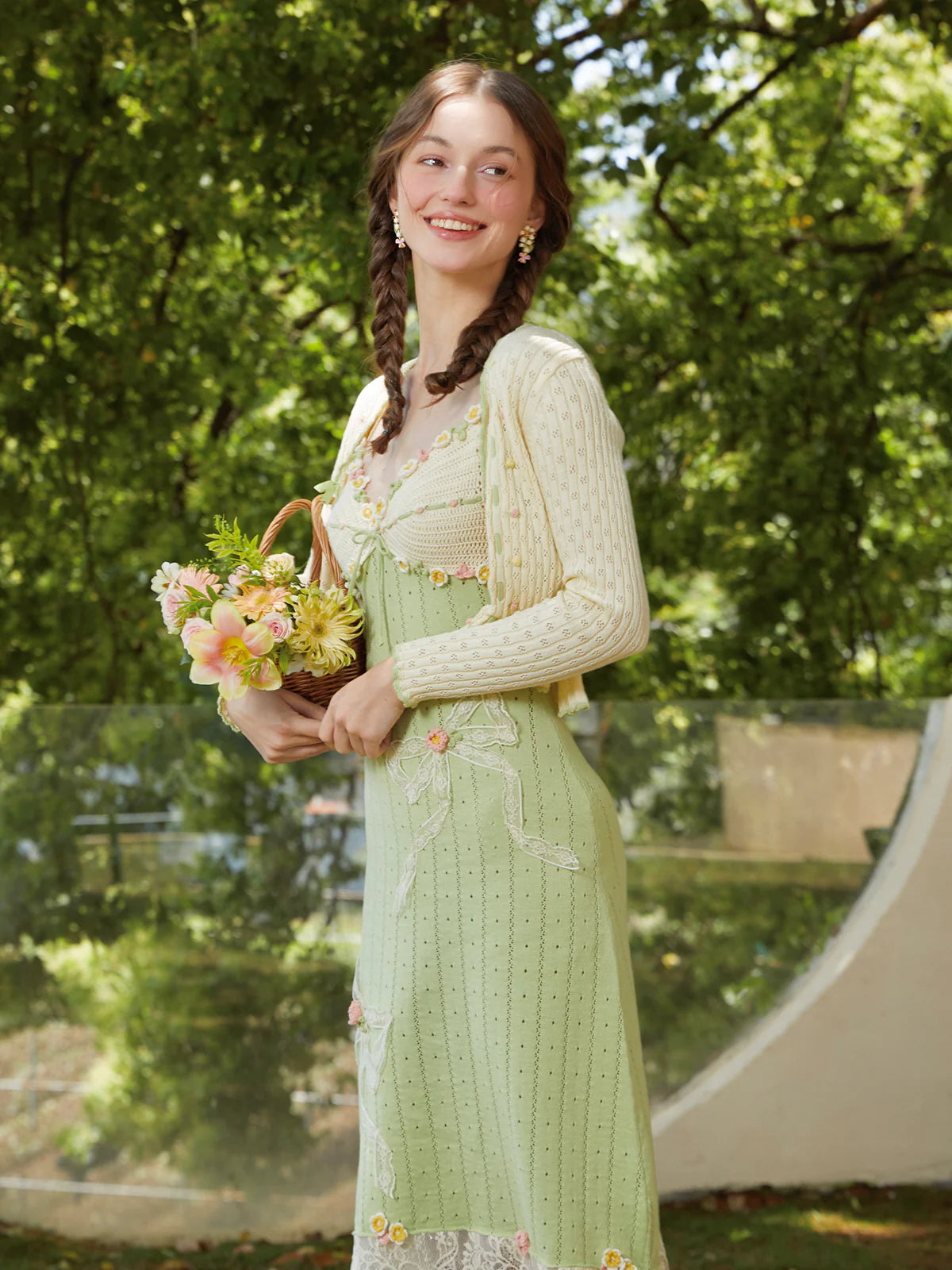 Garden Knit Crochet Dress and Cardigan