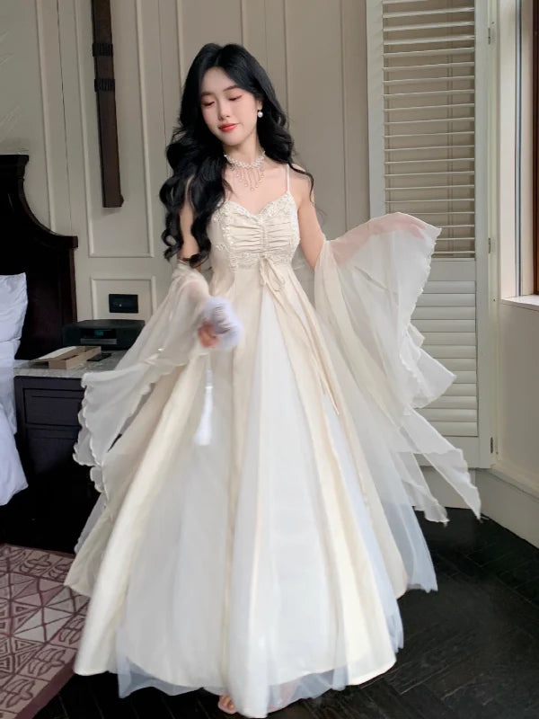 Ivory Lace and Pleats Princess Dress