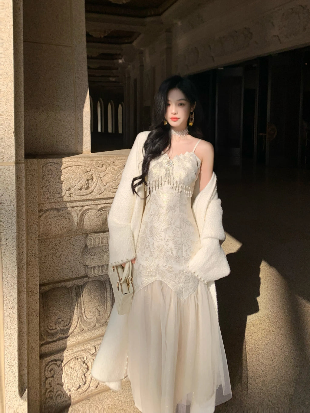 Ethereal Gold Jacquard Fairy Gown