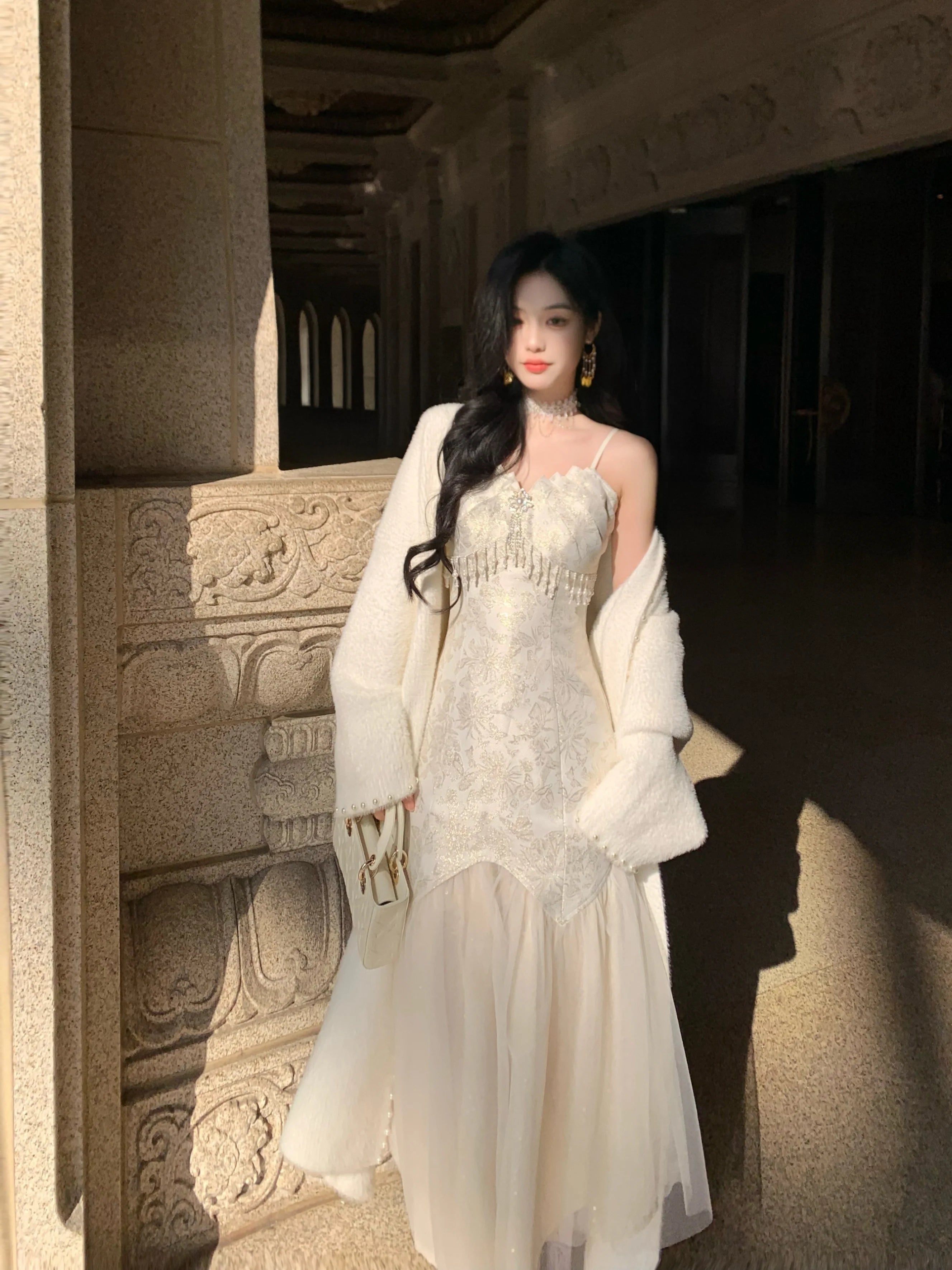 Ethereal Gold Jacquard Fairy Gown