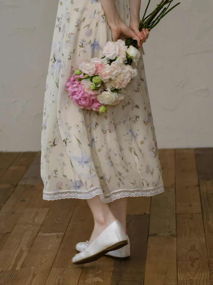 Fairy Garden Lace Trim Floral Dress