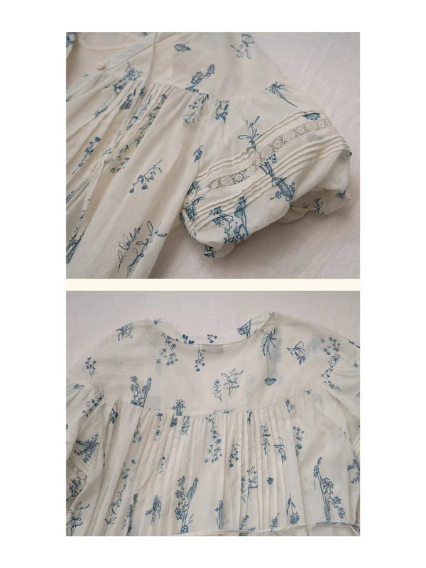 Blue Meadow Floral Cotton Dress