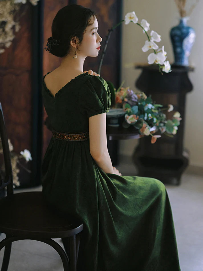 Enchanted Forest Velvet Empire Dress
