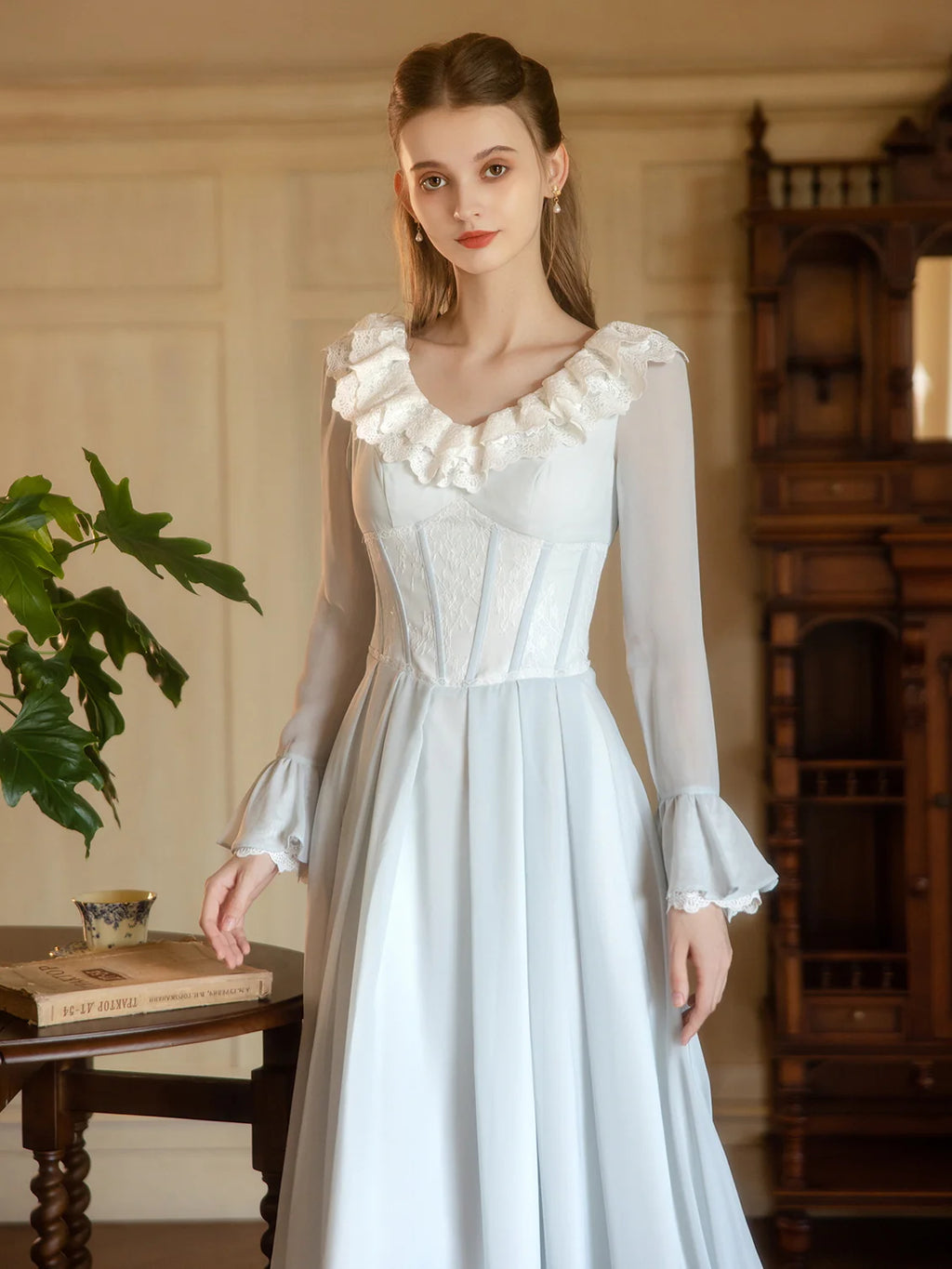 Light Blue Princess Lace Corset Dress