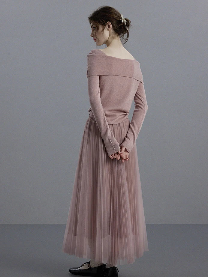 Embellished Knit & Tulle Skirt Set