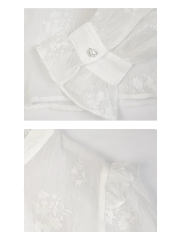 Vintage Pearl Button Lace Blouse