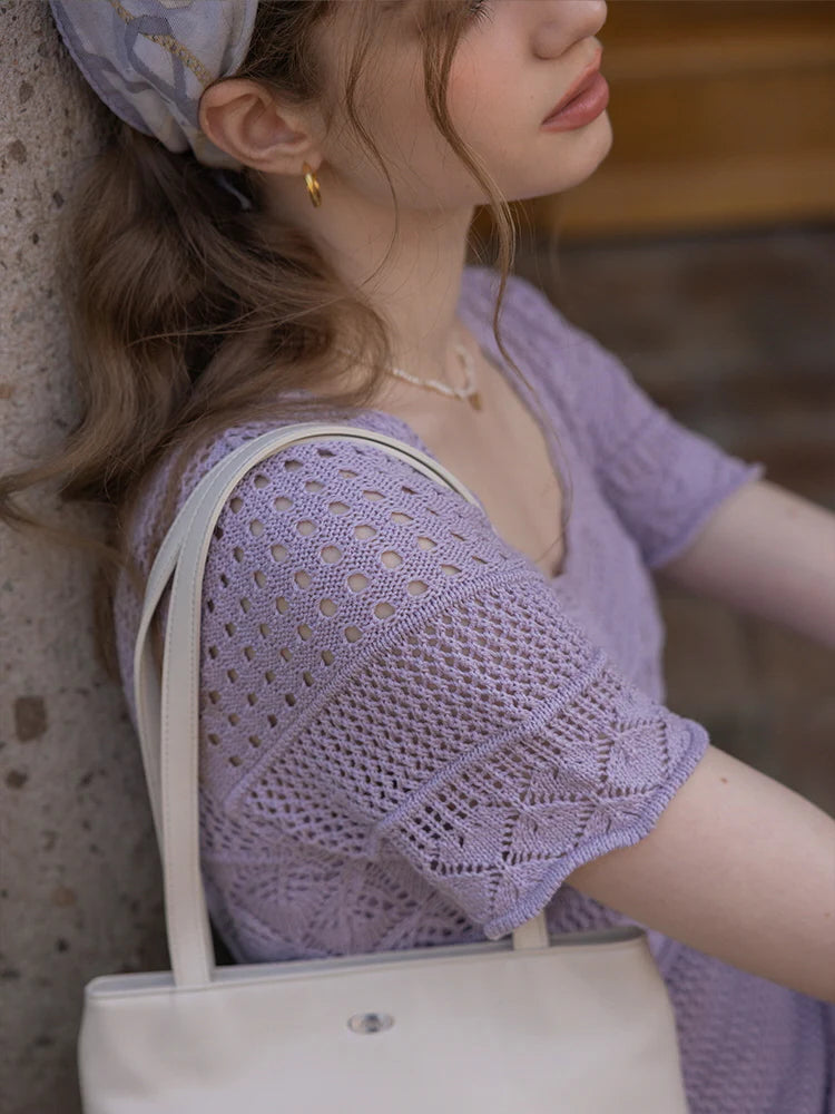 Serene Garden Crochet Lavender Dress