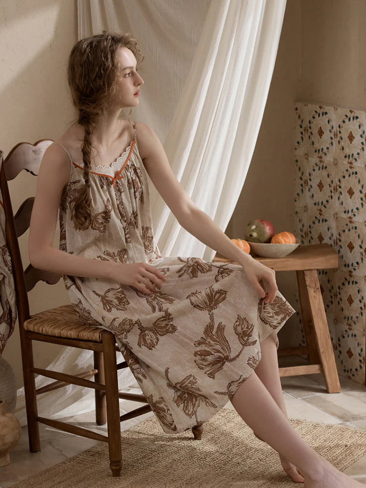 Woodland Toile Print Nightgown & Robe Set