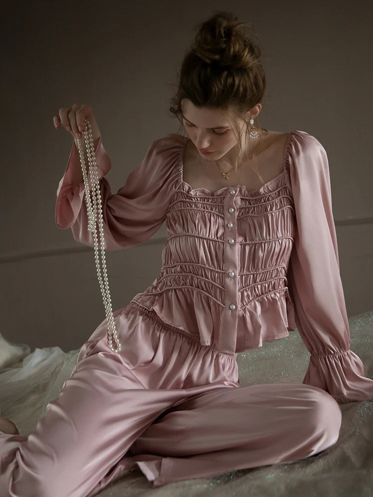 Pearl-Embellished Pink Lounge Set