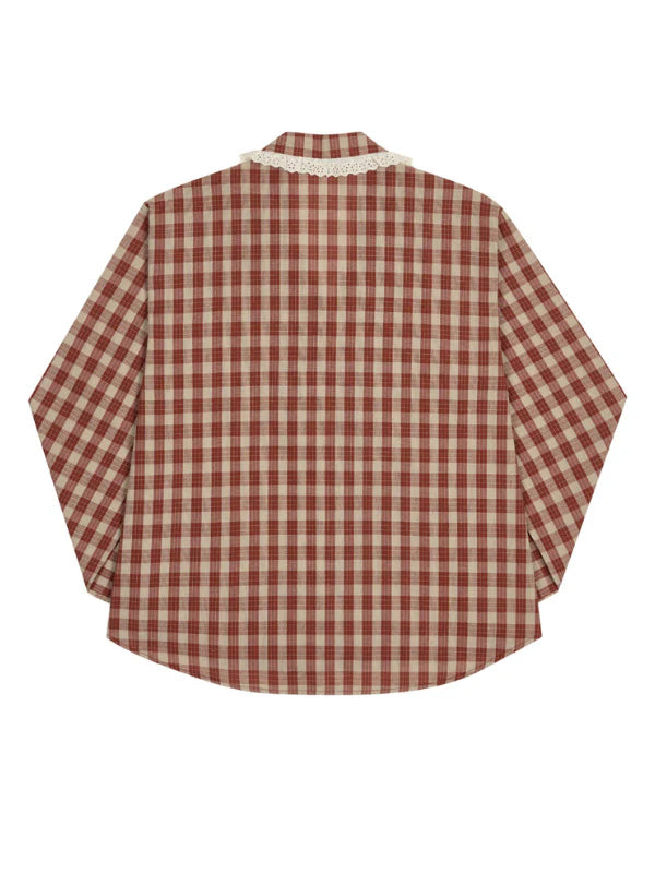 Rustic Checkered Lace Pajama Set