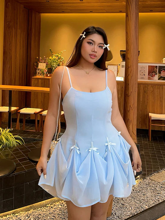 Blue Ribbon Balloon Hem Dress