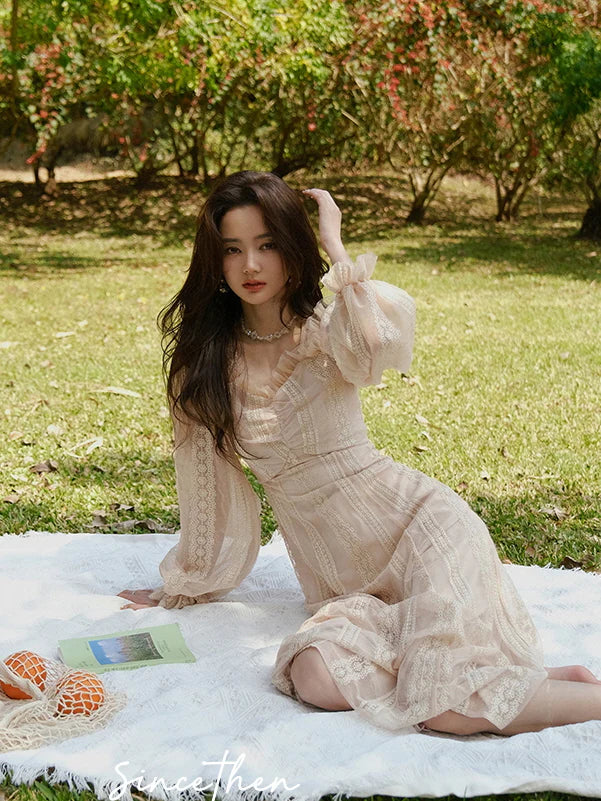 Elara's Dreamy Garden Pink Dress