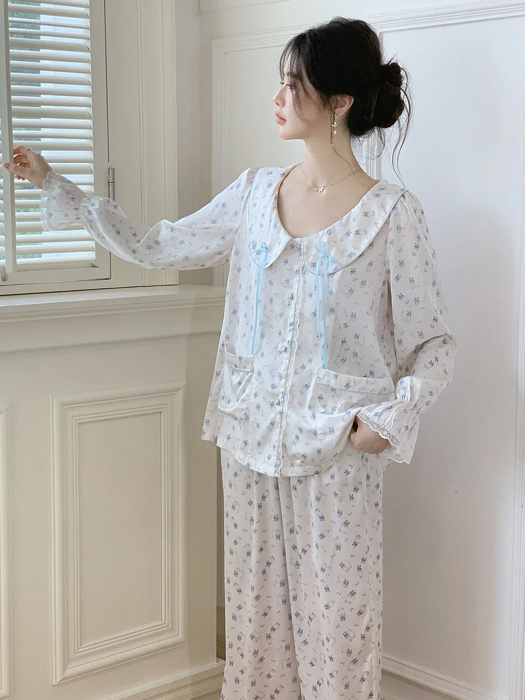 Dreamy Cat Print Pajama Set