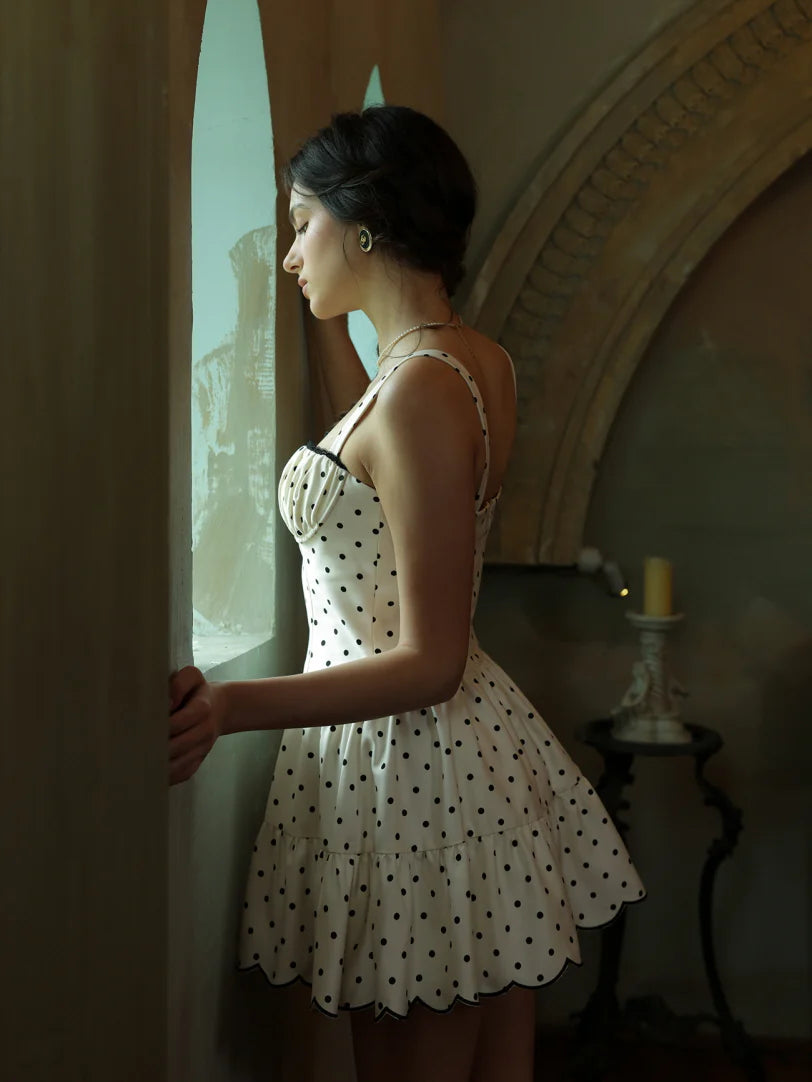 Vintage Polka Dot Bustier Mini Dress