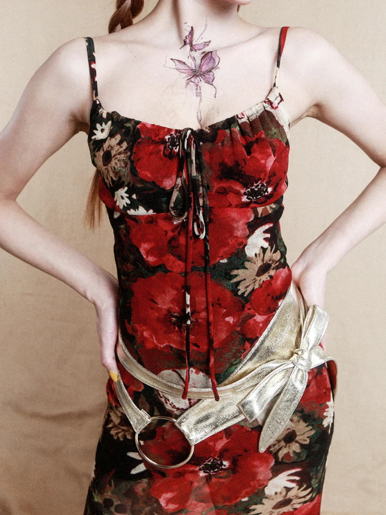 Golden Bloom Mermaid Slip Dress