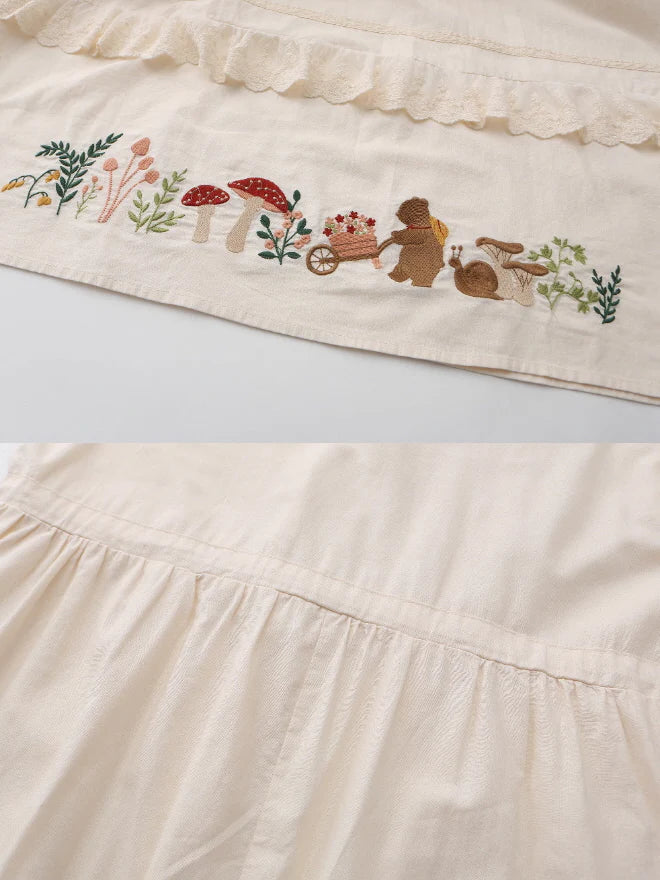 Woodland Story Embroidered Cotton Dress