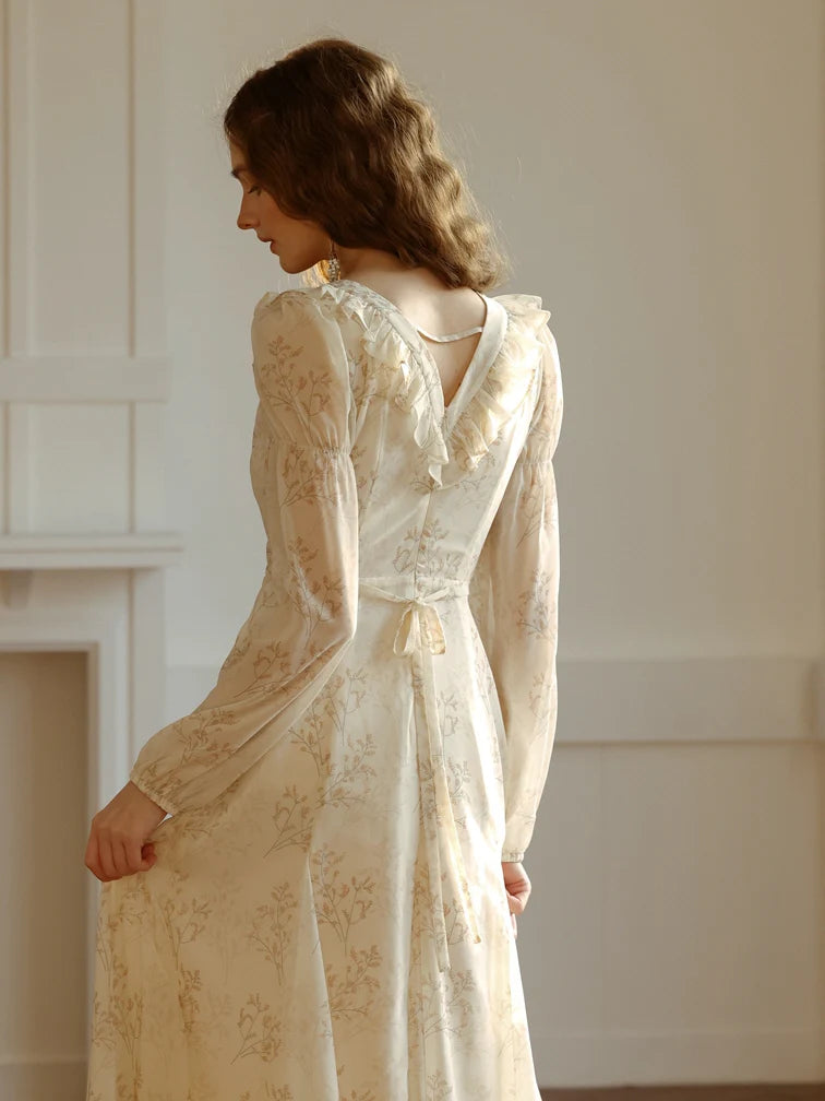 Vintage Floral Ruffled Fairycore Dress