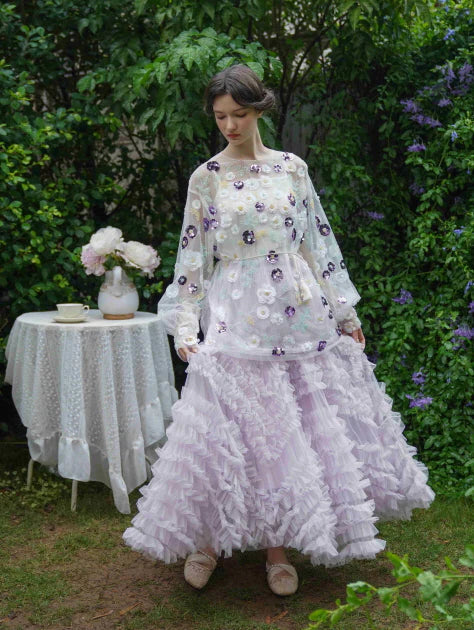 Whimsical Cloud Ruffle Skirt