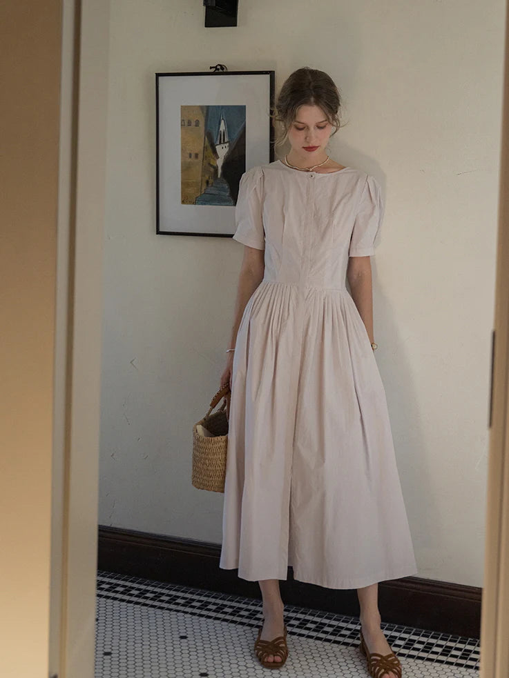 Vintage Elegance Cotton Dress