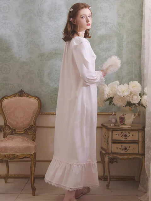 Soft Cotton Princess Lace Nightgown