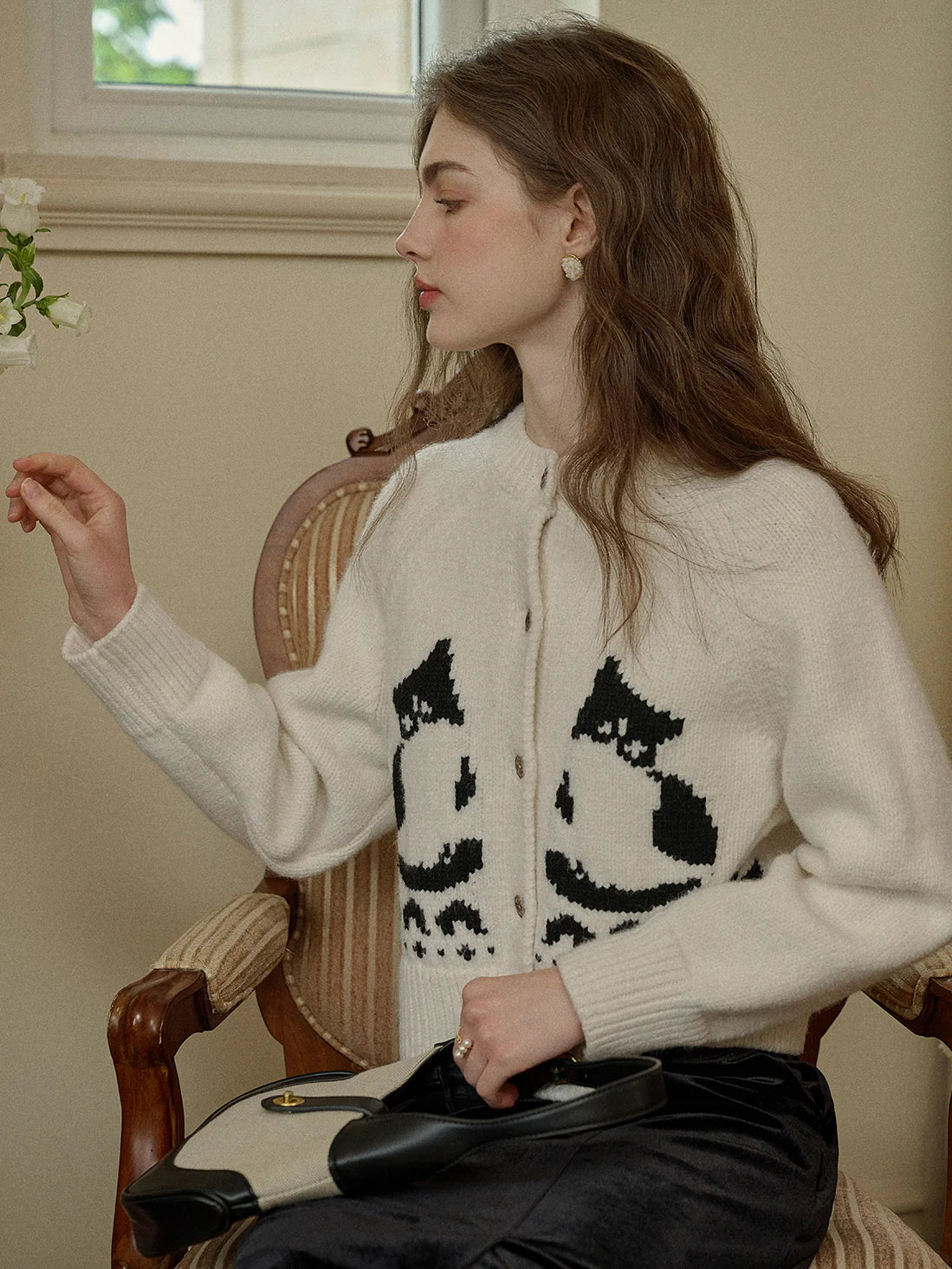 Charming Cat-Inspired Knit Cardigan