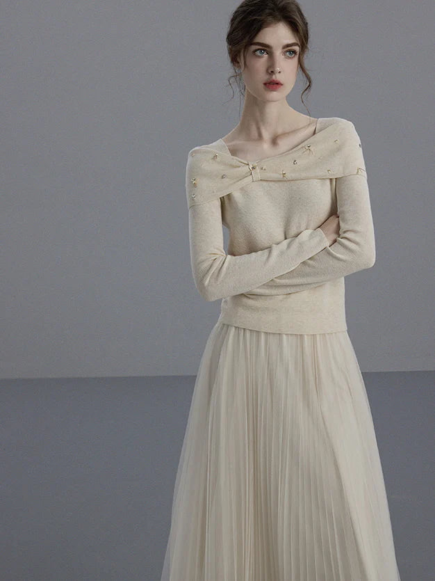 Embellished Knit & Tulle Skirt Set