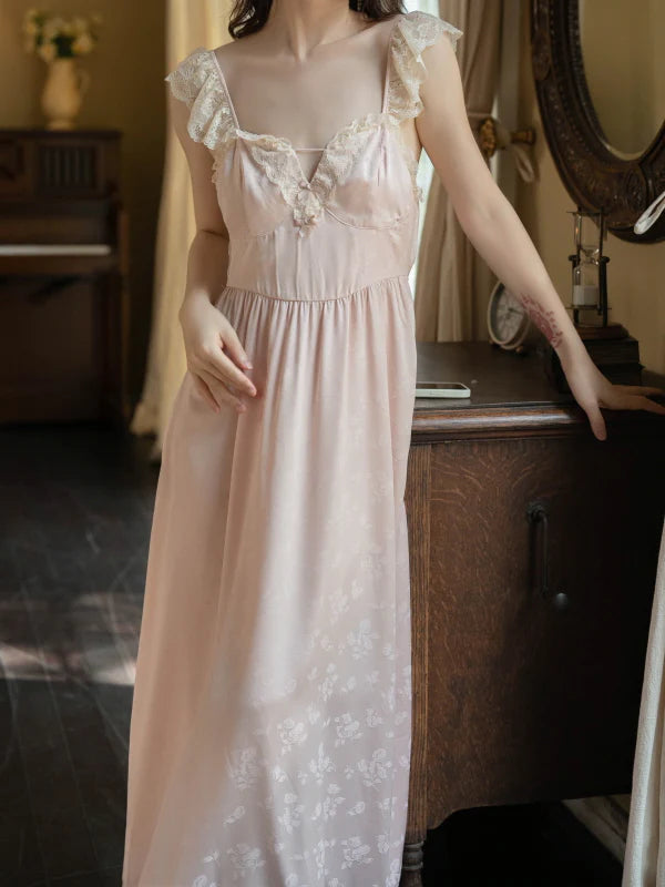Blush Rose Garden Lace Nightgown Set