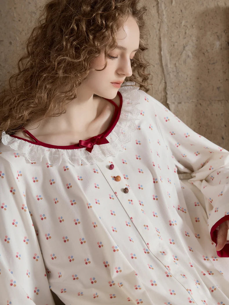 Cherry Blossom Ruffle Pajama Set