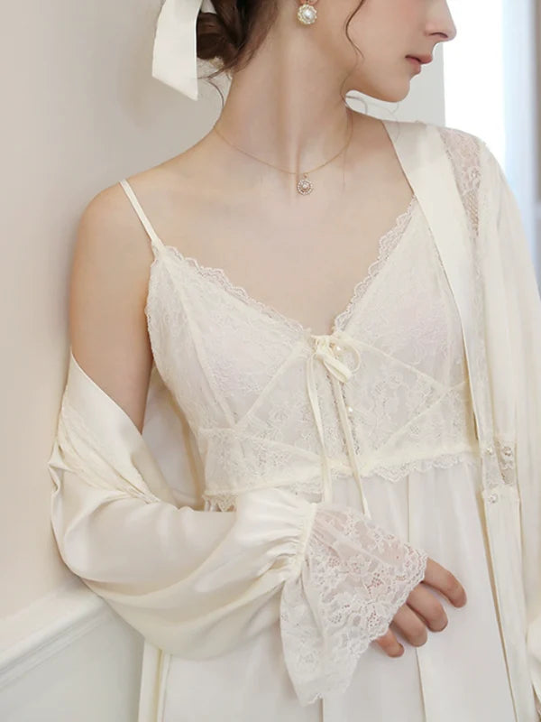 Snowy Lace Elegance Nightgown