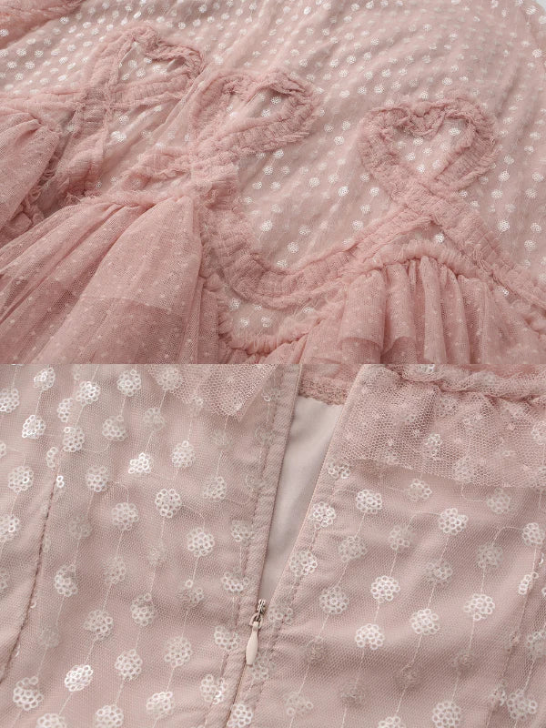 Blush Heart Ruffle Tulle Dress