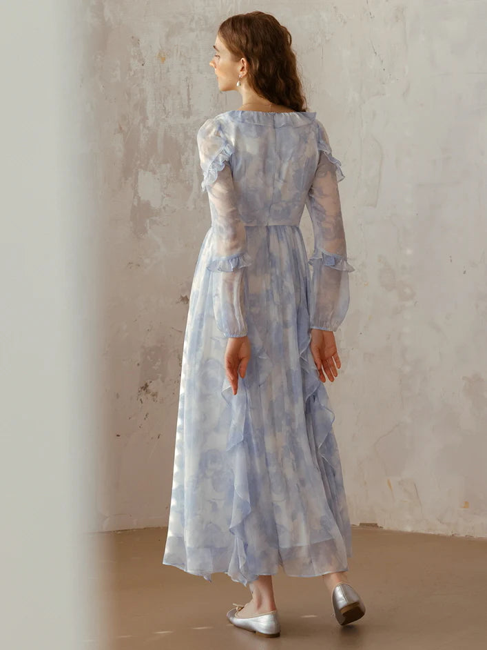Whimsical Light Blue Ruffled Fairytale Dress