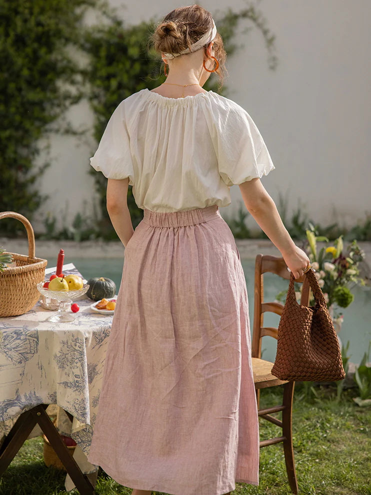 Olivia's White Puff-Sleeve Summer Blouse