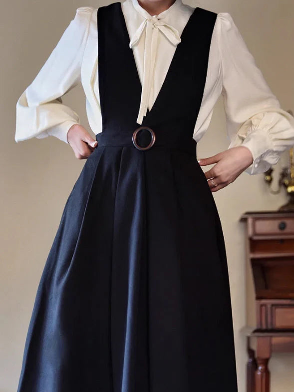 Vintage Elegance Cross-Strap A-Line Dress