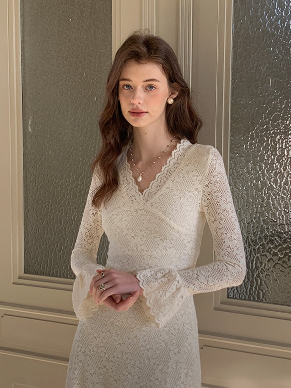 Vintage Lace Bell Sleeve Dress