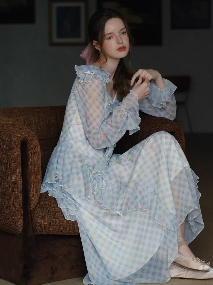 Blue Gingham Ruffle Dream Dress