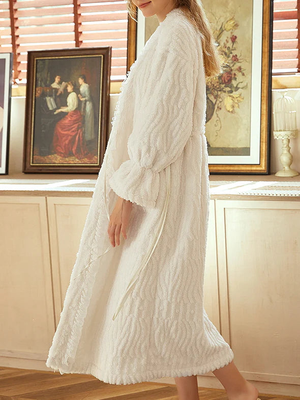 Cozy Bear Ears White Robe Set