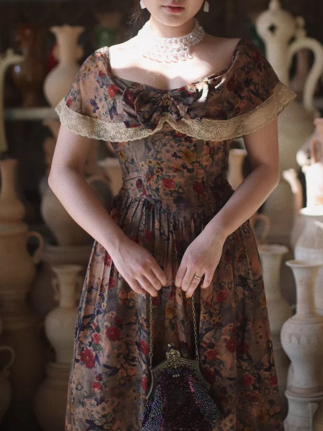 Romantic Victorian Floral Lace Dress