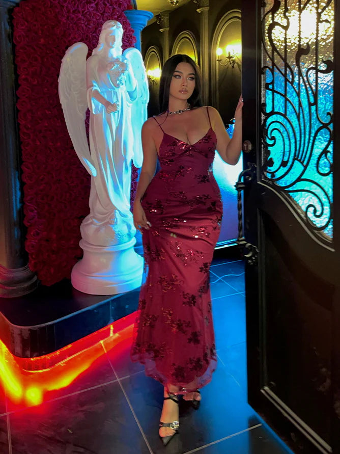 Midnight Rose Sequin Tulle Gown